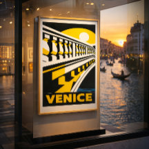Cartaz de Arte Geométrica Retro Vintage Veneza Itá