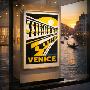 Poster Cartaz de Arte Geométrica Retro Vintage Veneza Itá