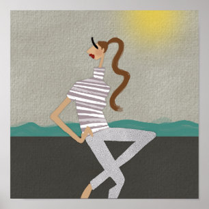 Poster Cartaz de Arte Ilustrativa de Moda de Férias Grego