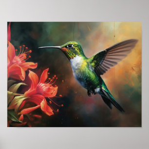 Poster Cartaz de Arte Impresso Pintura de Beija-flor