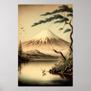 Poster Cartaz de Arte Japonês Vintage Mt. Fuji