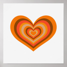 Poster Cartaz de Arte Minimalista de Coração Retro