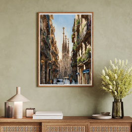 Poster Cartaz de Arte Moderna da Sagrada Família de Barce