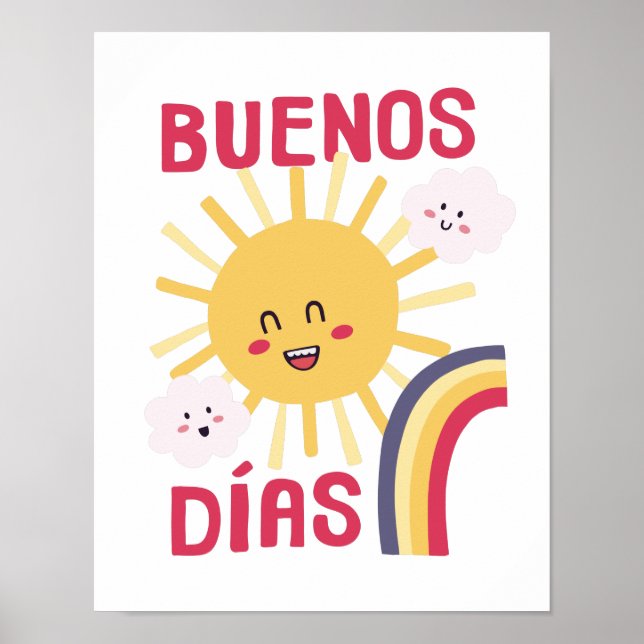 Poster Cartaz de Arte para Berçário Happy Sun em Espanhol (Frente)