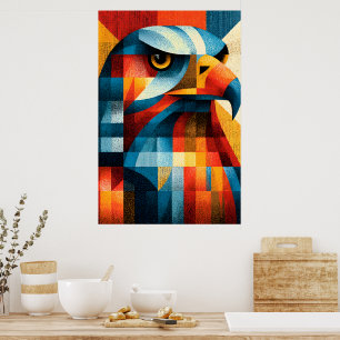 Poster Cartaz de Arte Pop Abstrato Águia Geométrica Art D