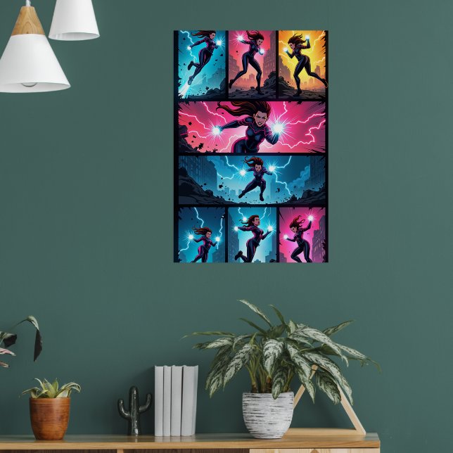 Poster Cartaz de Arte Pop de Caos Elétrico (Sala de Estar 1)