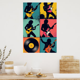 Poster Cartaz de Arte Pop de Ícone do Rock – Grade Ousada