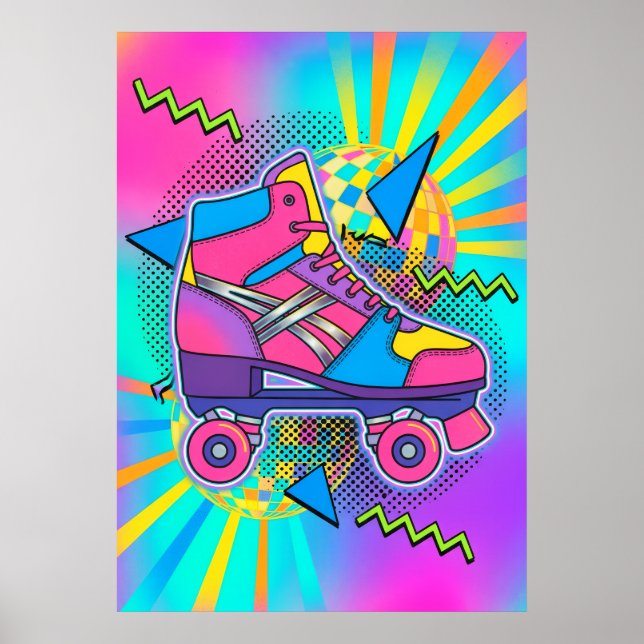 Poster Cartaz de Arte Pop de Patins Retrô (Frente)