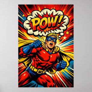 Poster Cartaz de Arte Pop de Quadrinhos do Super-Herói Re