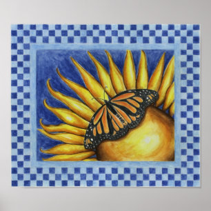 Poster Cartaz de Arte Popular Borboleta Girassol