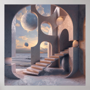 Poster Cartaz de Arte Surrealismo Aquarela