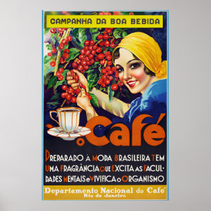 Poster Cartaz de Arte Vintage Café Clássico dos Anos 1930
