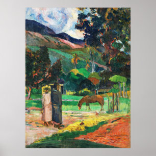 Poster Cartaz de Arte Vintage Paisagem Taiti de Gauguin