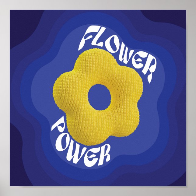 Poster Cartaz de Arte Yellow Flower Power com Gradiente A (Frente)