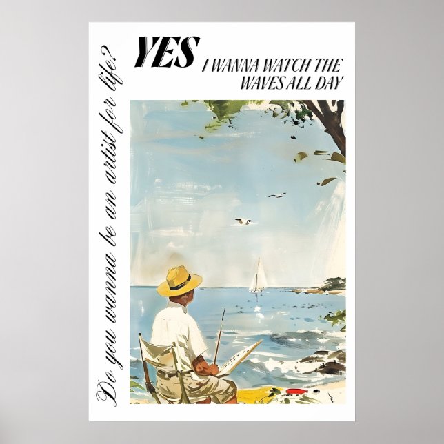 Poster Cartaz de Artista à Beira-Mar Arte de Parede de Vi (Frente)