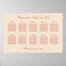 Poster Cartaz de Assento da Mesa 10 com Letra Terracota