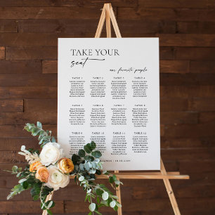 Poster Cartaz de Assento de Boas-Vindas com 12 Mesas Mode