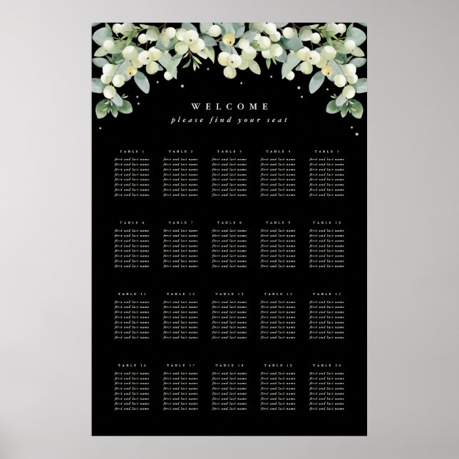 Poster Cartaz de assento de casamento 24x36\" 20 mesas de (Frente)