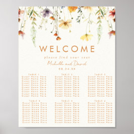 Poster Cartaz de Assento de Casamento de Flores Silvestre