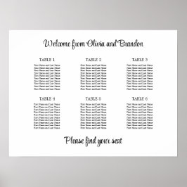 Poster Cartaz de Assento de Casamento de Mesa 6 Elegante