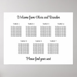 Poster Cartaz de Assento de Casamento de Mesa 7 Elegante