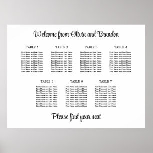 Poster Cartaz de Assento de Casamento de Mesa 7 Elegante