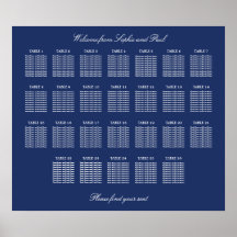 Cartaz de Assento de Casamento de Mesa Azul Marinh