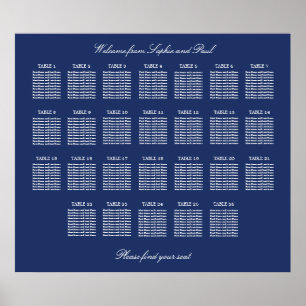 Poster Cartaz de Assento de Casamento de Mesa Azul Marinh