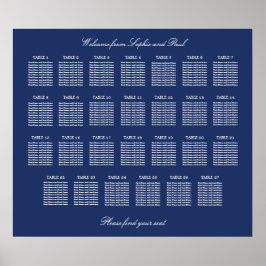 Poster Cartaz de Assento de Casamento de Mesa Azul Marinh
