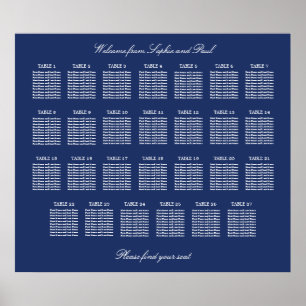 Poster Cartaz de Assento de Casamento de Mesa Azul Marinh