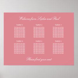 Poster Cartaz de Assento de Casamento de Mesa Blush Pink 