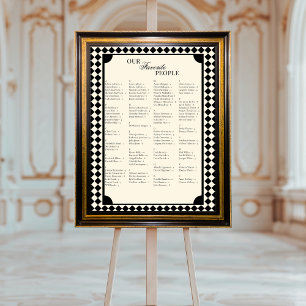 Poster Cartaz de Assento de Casamento em Ordem Alfabética
