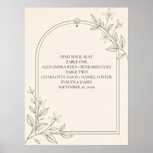 Poster Cartaz de Assento de Casamento Íntimo de Letra Gra