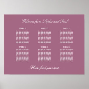 Poster Cartaz de Assento de Casamento na Mesa Mauve 6