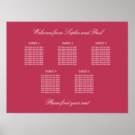 Poster Cartaz de Assentos da Mesa 5 Vermelho Magenta Carm
