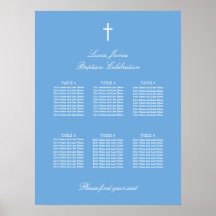 Cartaz de Assentos de Batismo de Mesa 6 Azul Elega