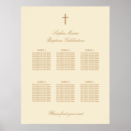 Poster Cartaz de Assentos de Batismo de Mesa 6 Bege Creme