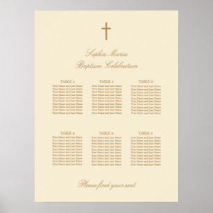 Poster Cartaz de Assentos de Batismo de Mesa 6 Bege Creme