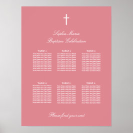 Poster Cartaz de Assentos de Batismo de Mesa 6 Rosa Corad