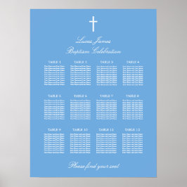 Poster Cartaz de Assentos de Batismo de Mesa Azul Elegant