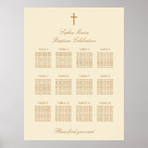 Cartaz de Assentos de Batismo de Mesa Cream Beige 
