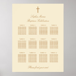 Poster Cartaz de Assentos de Batismo de Mesa Cream Beige 