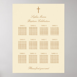 Poster Cartaz de Assentos de Batismo de Mesa Cream Beige 
