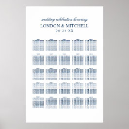 Poster Cartaz de Assentos de Casamento Azul-Marinho Cláss