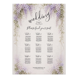 Póster Cartaz de Assentos de Casamento com Wisteria Regen