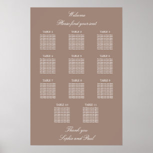 Poster Cartaz de Assentos de Casamento da Mesa Taupe 11