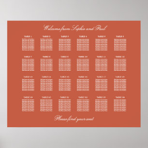 Poster Cartaz de Assentos de Casamento da Mesa Terracota