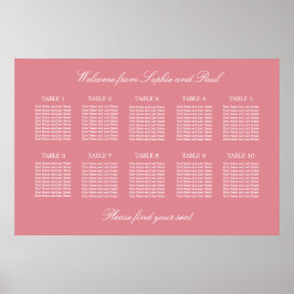 Poster Cartaz de Assentos de Casamento de Mesa 10 Rosa Co