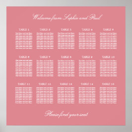 Poster Cartaz de Assentos de Casamento de Mesa 15 Rosa Co