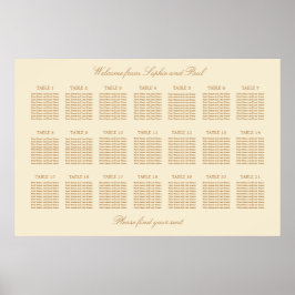 Poster Cartaz de Assentos de Casamento de Mesa Cream Beig